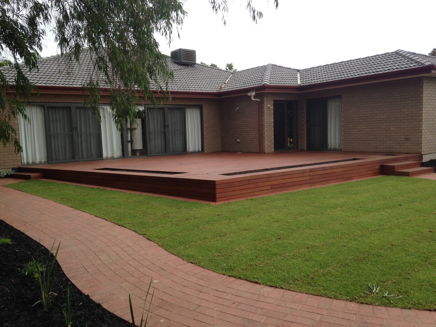 Finished hardwood deck and lawn makeover in Oaklands Park